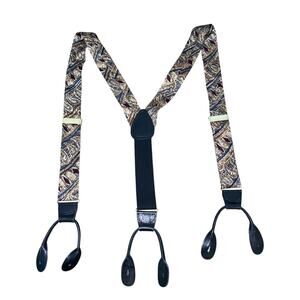 Vintage Y-Shaped Paisley Print Adjustable Suspenders leather button attachments